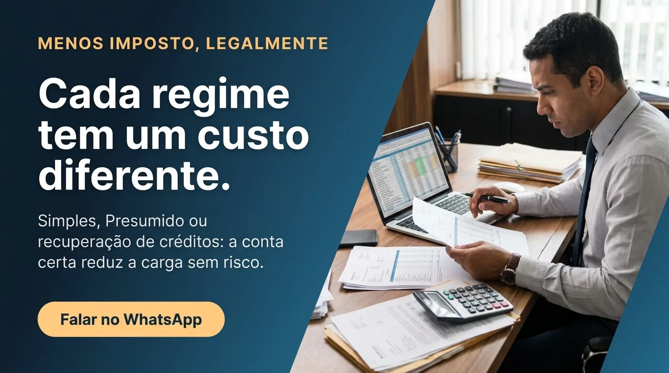 Contador da Assertiva simulando Simples e Lucro Presumido lado a lado para o cliente